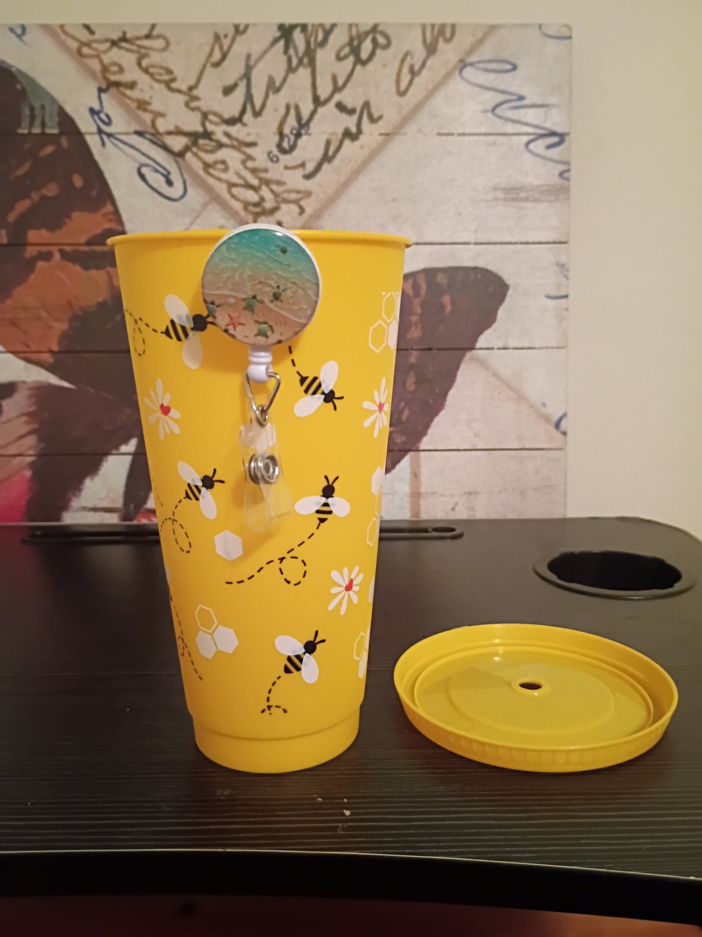 Badge Reel and Bee Cup