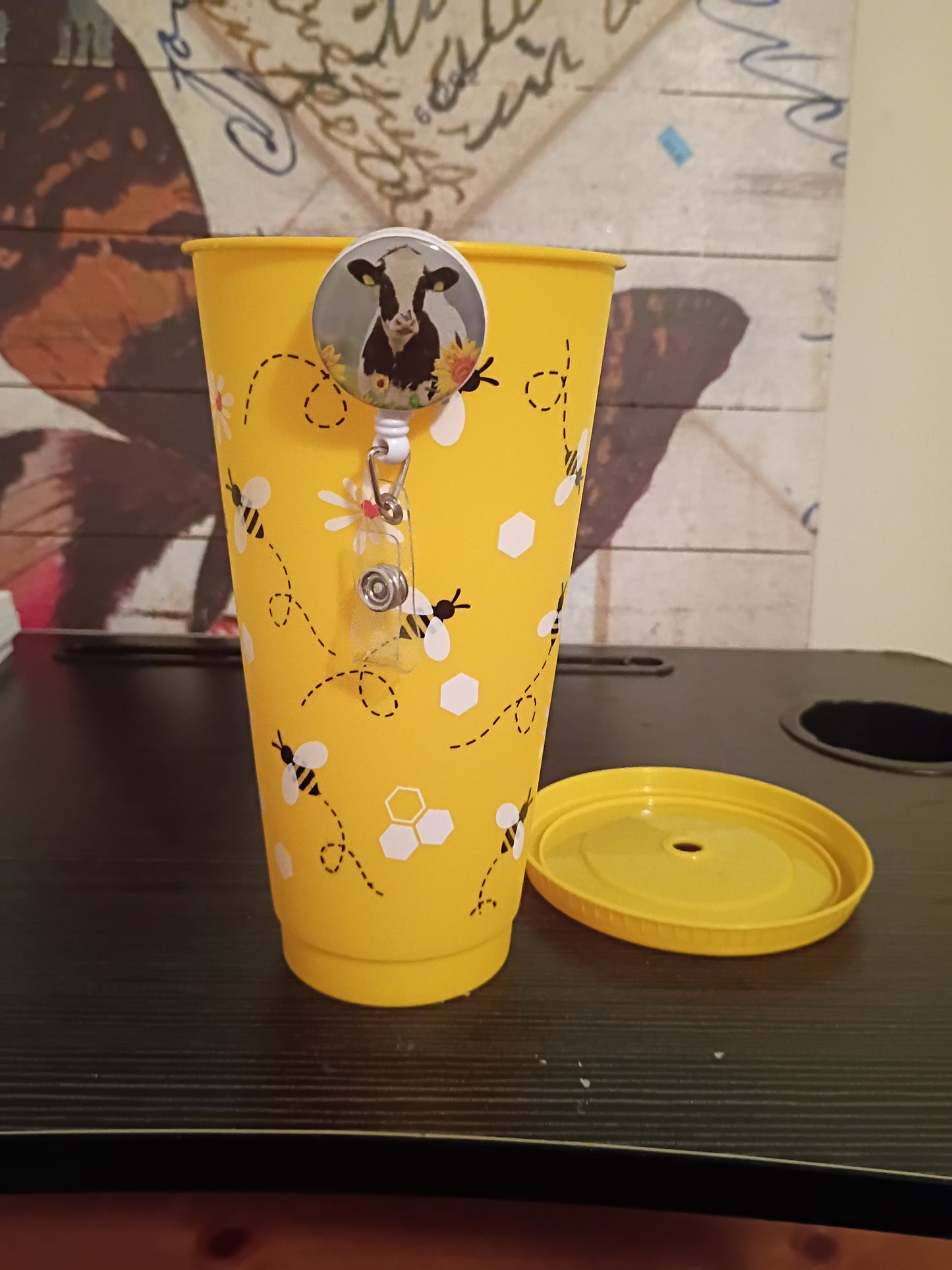 Badge Reel and Bee Cup