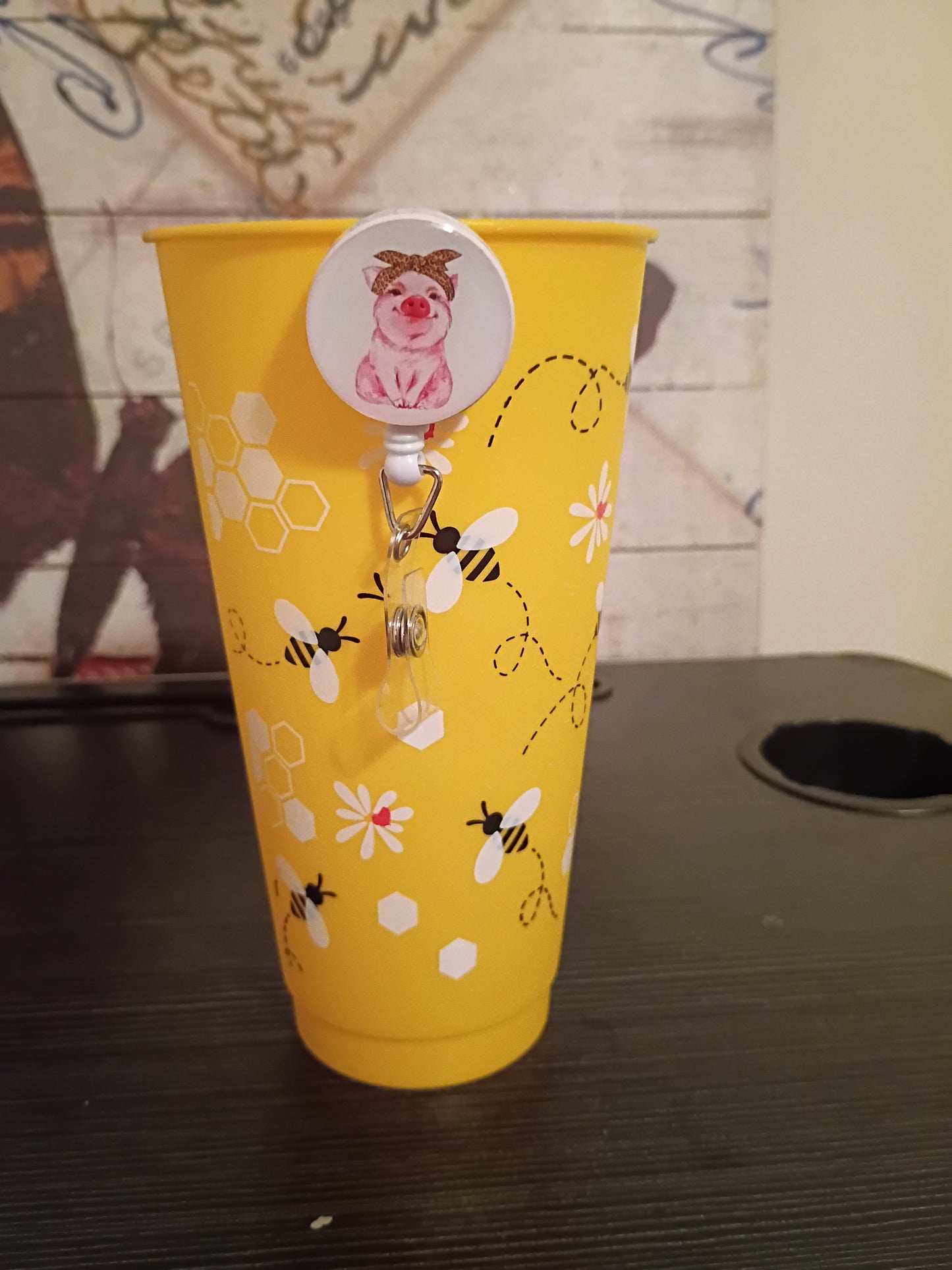 Badge Reel and Bee Cup