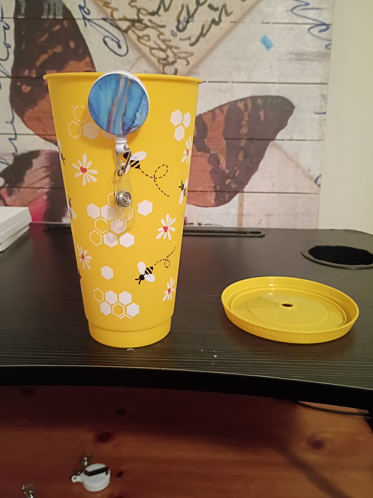 Badge Reel and Bee Cup