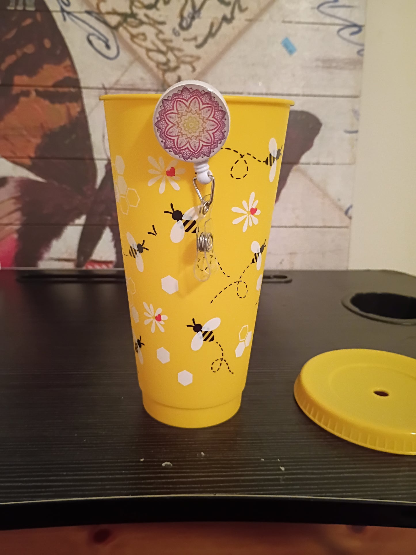 Badge Reel and Bee Cup