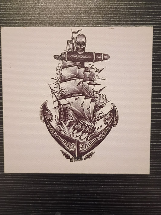 Anchor & ship 4x4 Canvas